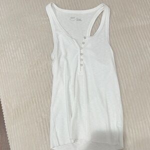 Aerie White Button-Front Tank Top